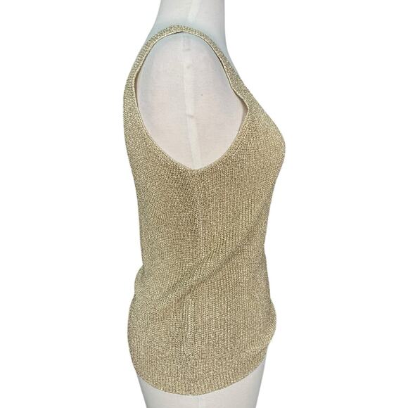 Suzelle Vintage Gold Metallic Knit Tank Top Size Med Sleeveless Evening Party - Picture 3 of 16